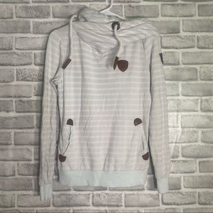 Wanakome Slouch Hooded Striped Sweat Shirt/Hoodie